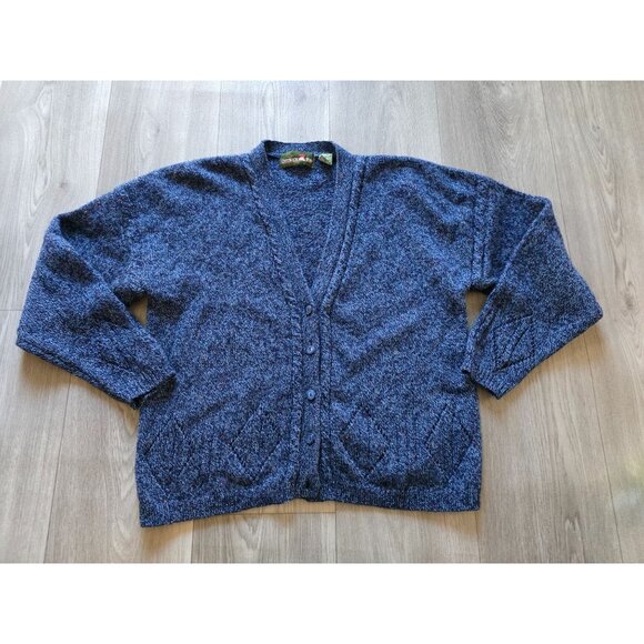 Vintage Outback Red Blue Speckled Cardigan Sweater M Wool Blend - Picture 4 of 7